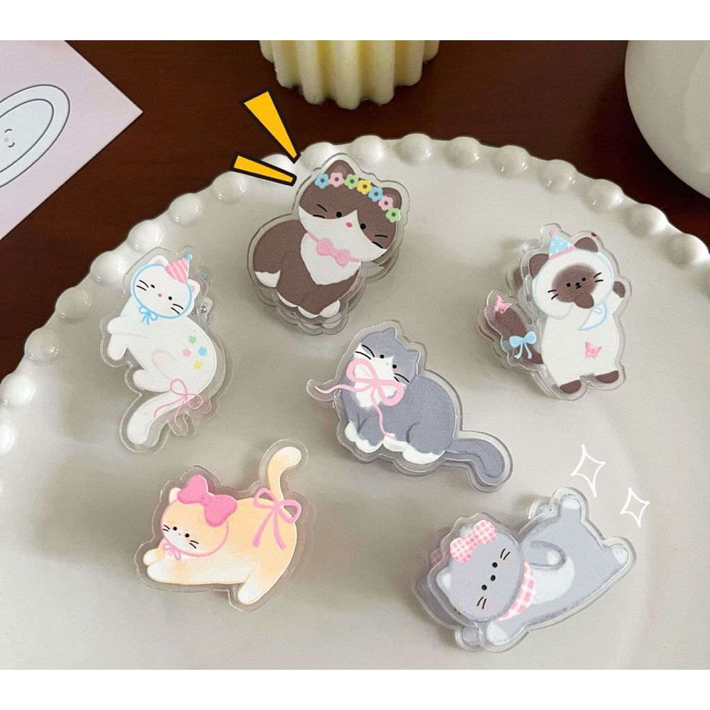 [พร้อมส่ง] คลิปหนีบอะคริลิคลายน้องแมวสุดน่ารัก Acrylic Clip ตัวหนีบอเนกประสงค์ คลิปหนีบกระดาษ หนีบถุงขนม
