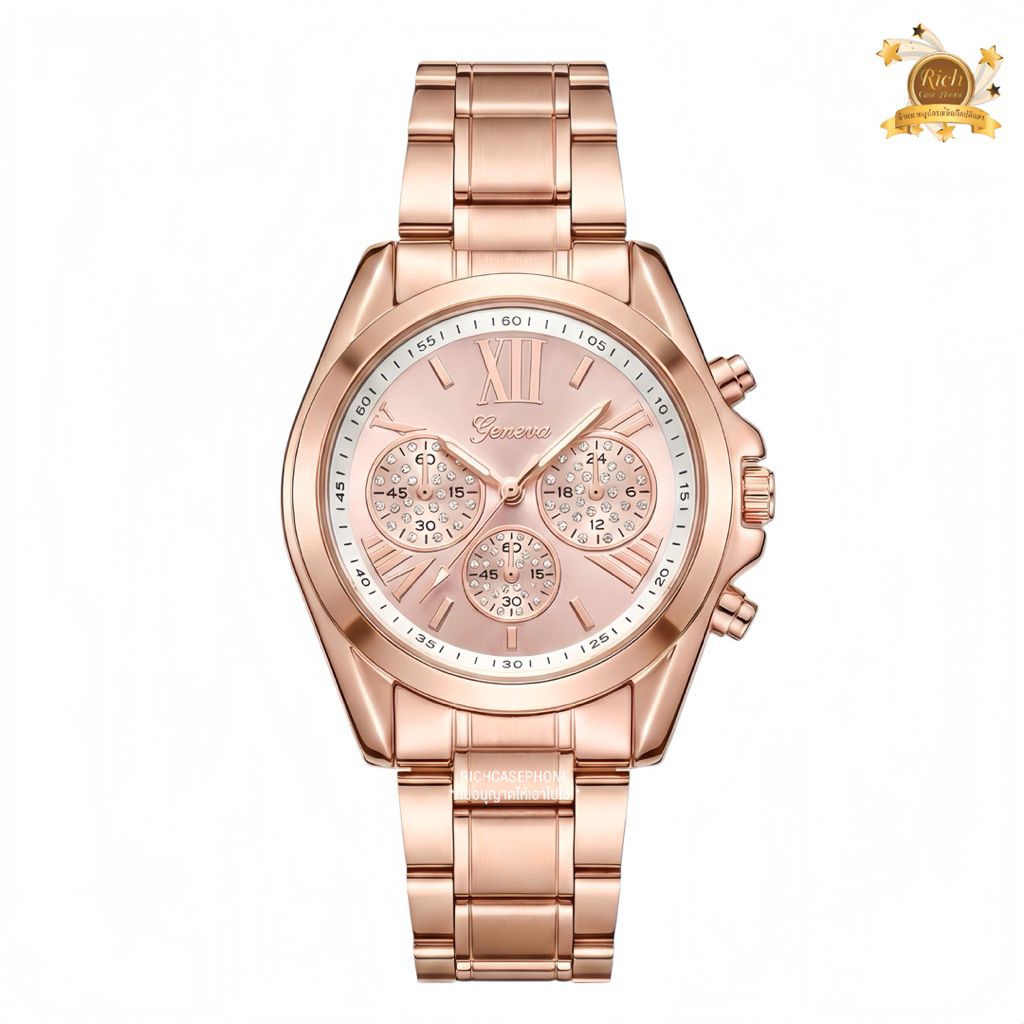 นาฬิกาข้อมือผู้หญิง GENEVA - เจนีวา แท้ รหัส GG264 หน้าปัดกลม สายสแตนเลส มีหลายสี
