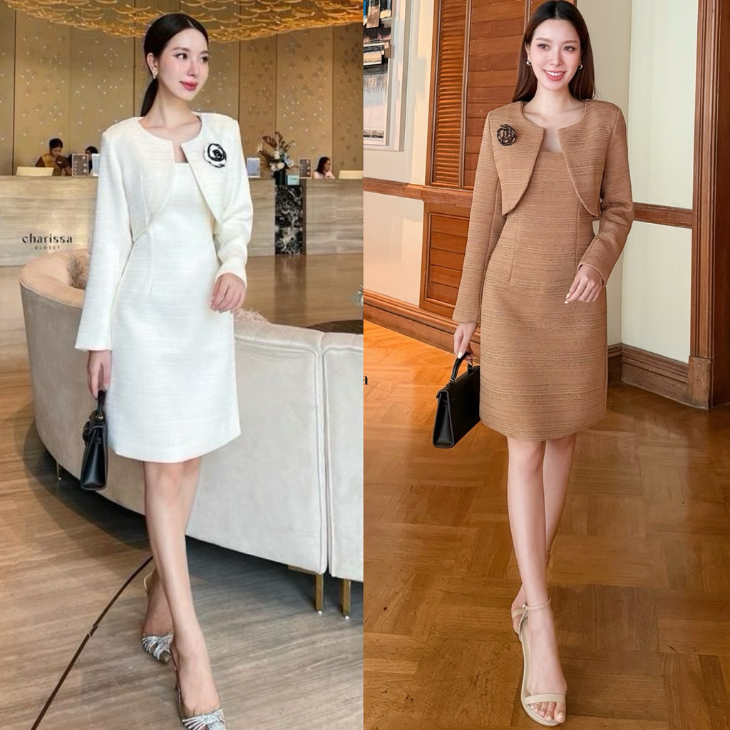 CHARISSA KLOSET สวยหรู ยืนหนึ่ง เดรสทวิต มาพร้อมกับเสื้อคลุม น่ารักมาก code 13300