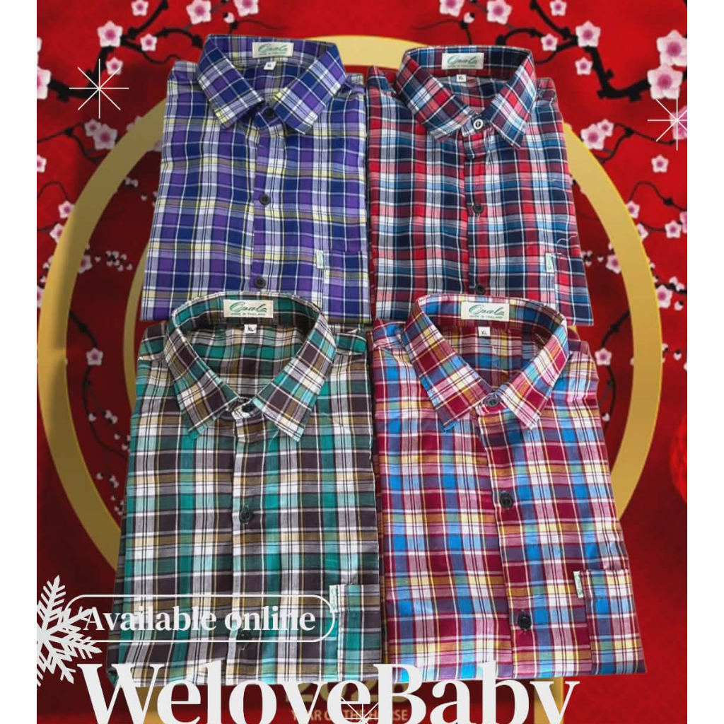 เสื้อลายสก็อตแขนสั้น เนื้อผ้าดี{ทรงผู้ชาย หญิง ใส่ได้ }เลือกลายสี Mอก38 นิ้ว// Lอก42