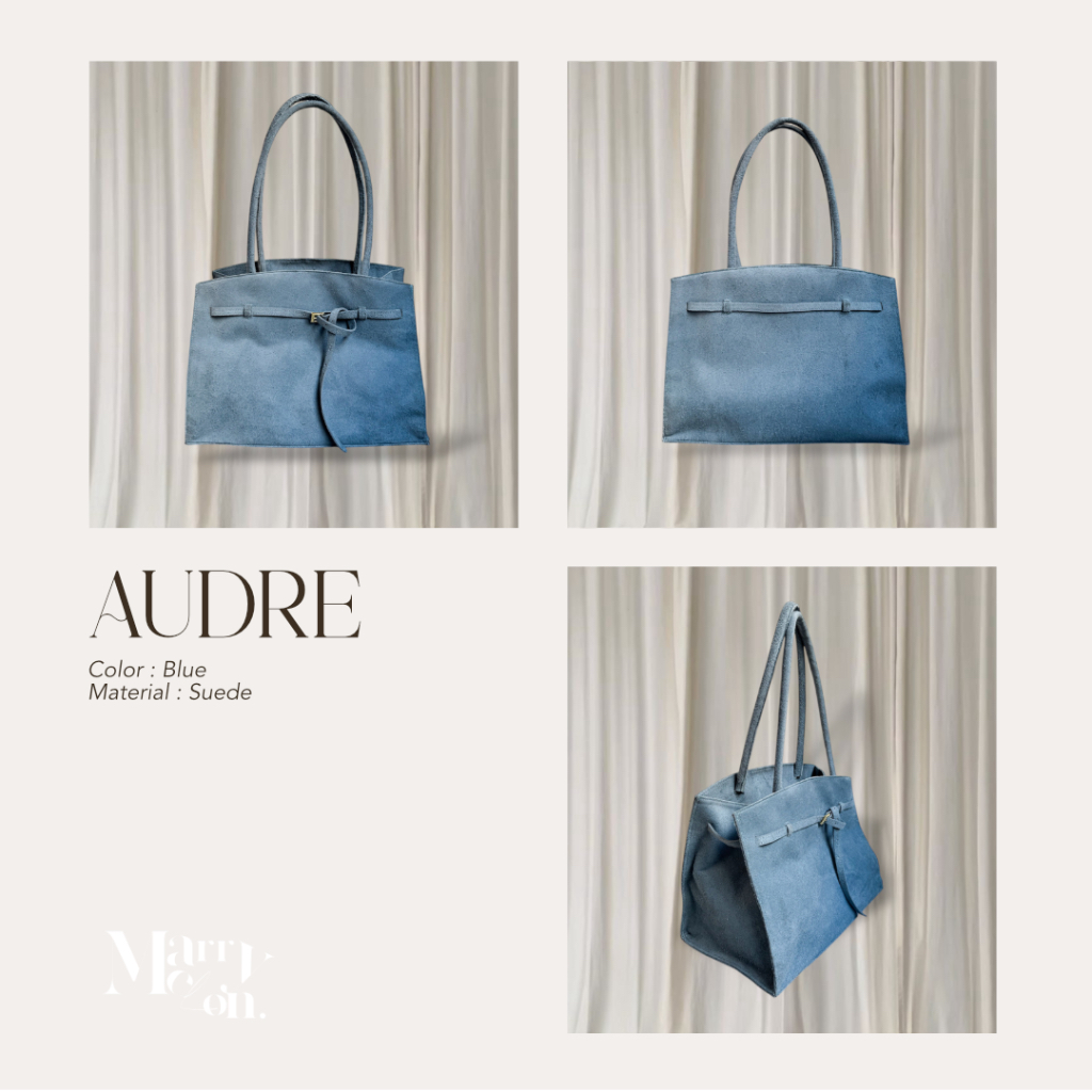 Marry Melon รุ่น Audre - Suede Tote Bag | กระเป๋าหนังกลับแท้ สี Stone Blue