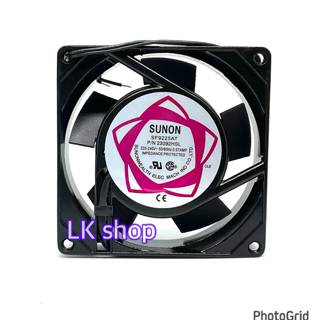 พัดลม 3นิ้วครึ่ง (3"1/2) 92x92x25mm SUNON SF9225AT P/N 23092HSL 220V-240V 50/60Hz 0.07A