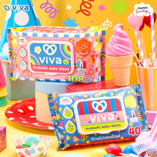 วีว่า ทิชชู่เปียก สูตรพรีไบโอติกส์ 40 แผ่น / ViVa x Happy Sunday Prebiotic Baby Wipes 40 Sheets