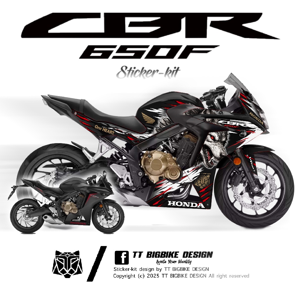TT BIGBIKE DESIGN ชุดสติ๊กเกอร์ CBR650F ลาย TT WINTER WOLF