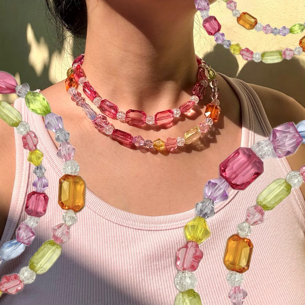 Piing me Necklace | สร้อยคอลูกปัดคริสตัลลายต่างๆ