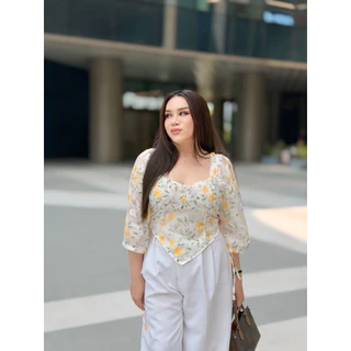 Maharani - Ivy Floral Top เสื้อสาวอวบ(เป็นเสื้อครอปสั้น) - อก 38-46“ - #T146