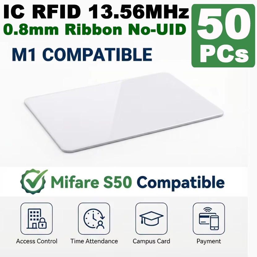 50PCs บัตร IC RFID 13.56MHz 1K F08 RFID Smart Cards Compatible with Mi-fare Classic 1K 14443A for Ac