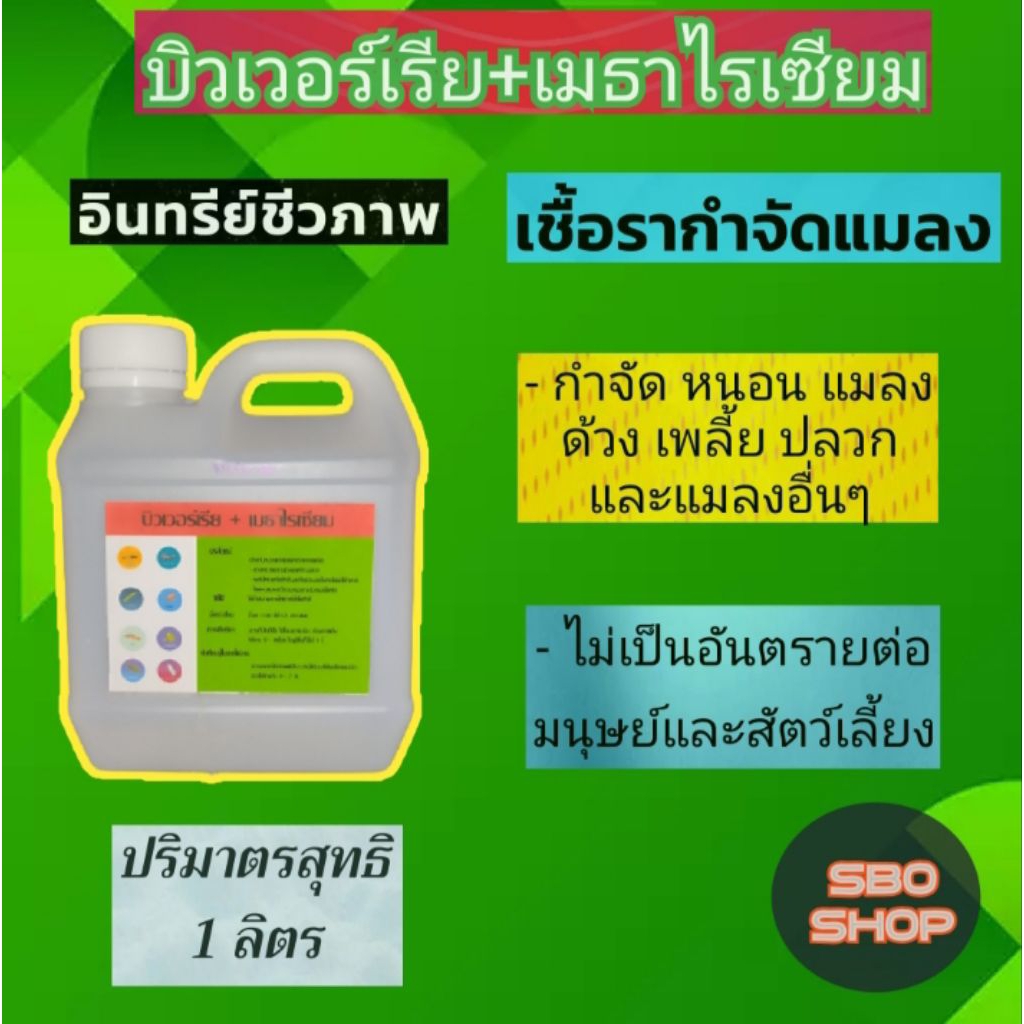 บิวเวอร์เรีย+เมธาไรเซียม แบบ 1 ลิตร (1000 C.C ) ป้องกันและกำจัดเเมลงและหนอน เป็นชีวภาพ 100 % ไม่เป็นอันตราายต่อมนุษย์