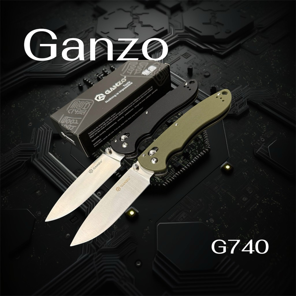มีดพับGanzo G740 ของแท้100% วัสดุใบมีด 440C  วัสดุด้ามจับ G10 ใบมีดยาว 4 นิ้ว