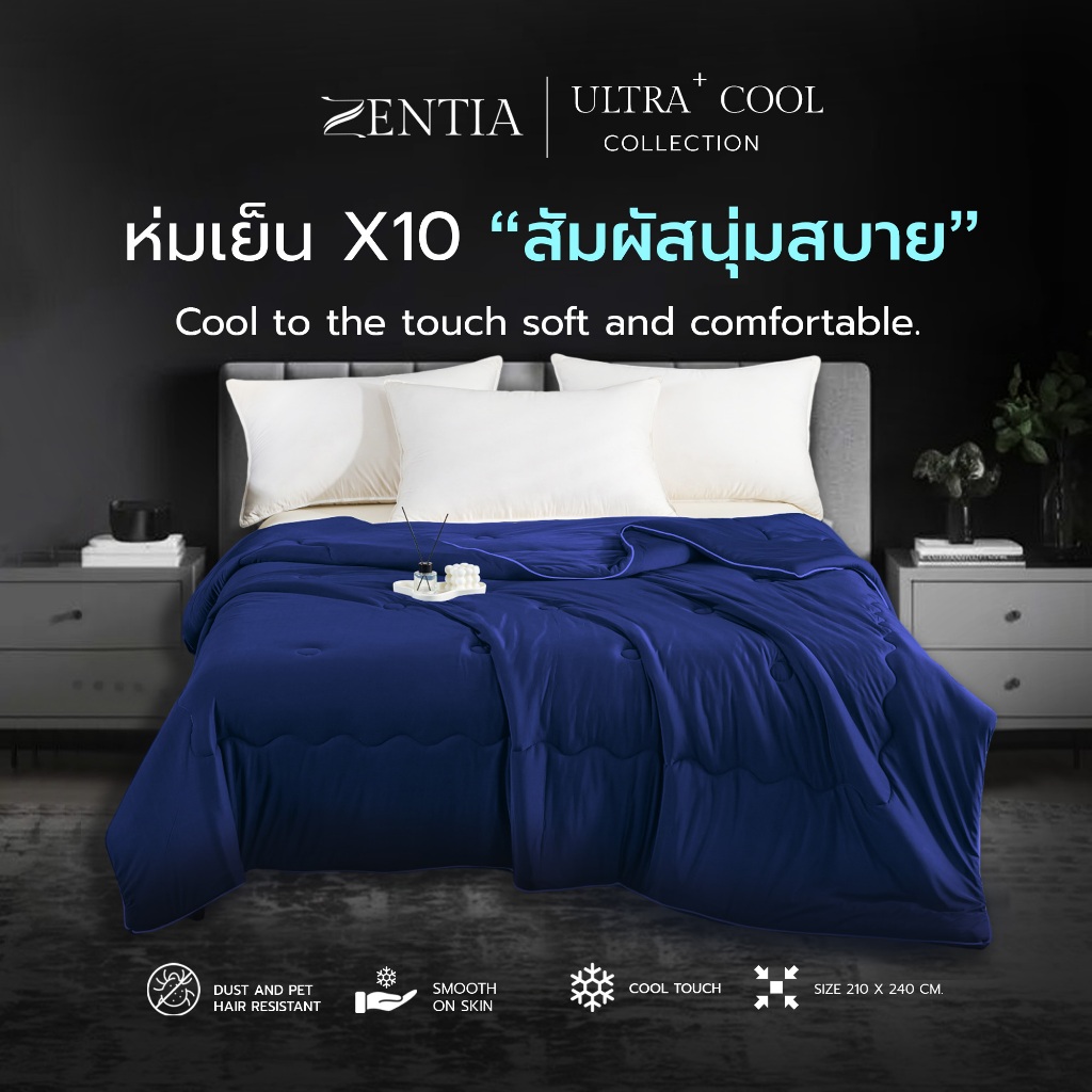 ZENTIA ผ้าห่มไหมน้ำแข็ง สีพื้นเรียบหรู สัมผัสนุ่มลื่น  [D]