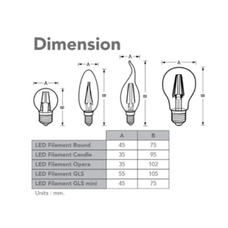 [ ลดราคา ] EVE หลอดไฟเชิงเทียน แบบใส แอลอีดี LED ฟิลาเมนท์ ขนาด 2 - 4W แสงเหลือง ขั้วหลอด E14 E27