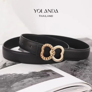 Yolanda เข็มขัดแฟชั่น สีโรสโกลด์ รูปหัวใจทับซ้อนกัน แมทช์ง่าย แต่งตัวง่าย เข็มขัดน่ารัก สไตล์มินิมอล เข็มขัดแบ๊วๆ FF1611