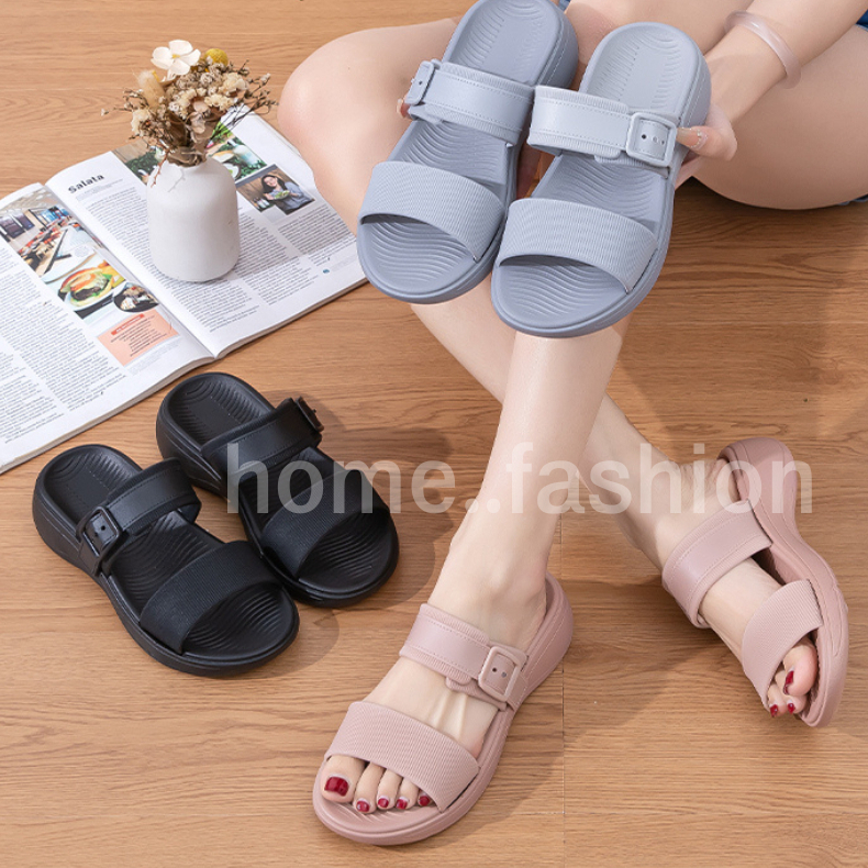 home..fashion รองเท้าแตะ แบบสวม ยางEVA สายคาดหน้าเท้าแบบปรับได้ ดีไซน์เรียบ  มินิมอล สวมใส่สบาย  มีส่งด่วน S-247