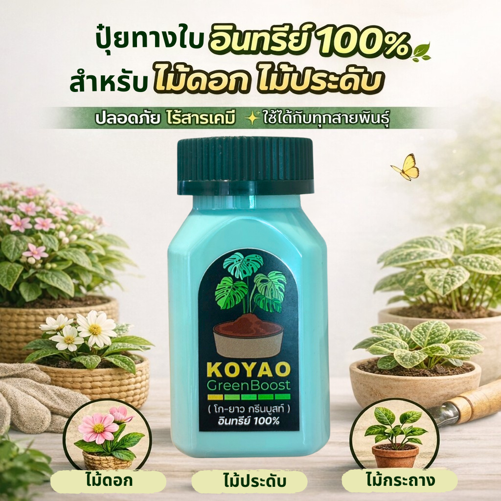 ปุ๋ยโกยาว กรีนบูสท์ ฮิวมิค เร่งราก ใบเขียวไว บำรุงพืช ผัก ไม้ผล ดอก โตไว ต้นแข็งแรง ฟื้นต้นโทรม เห็นผลไว