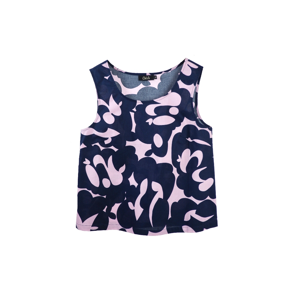 Odile เสื้อกล้ามพิมพ์ลายกราฟริกสีชมพู/น้ำเงิน รุ่น A19BL19VI
