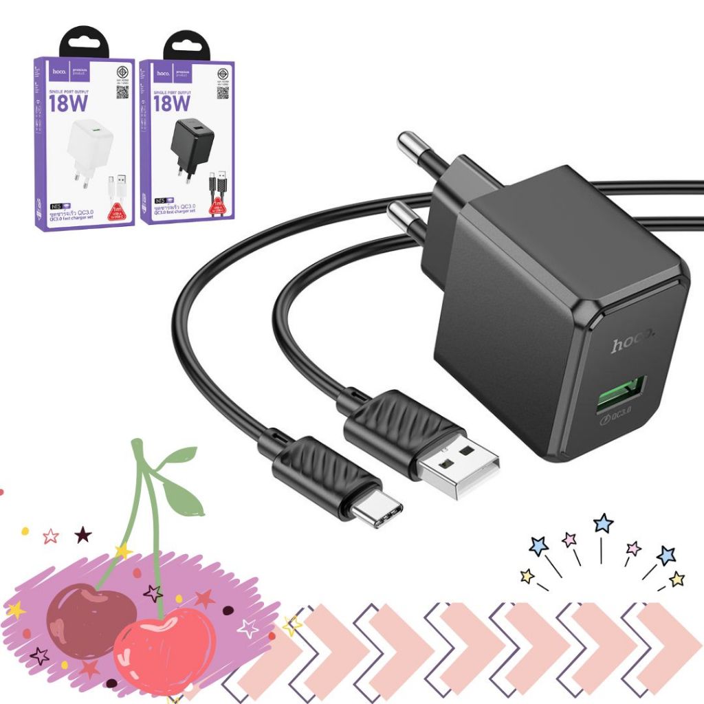 พร้อมส่งจากไทย Hoco NT5 Superior Wall charger QC3.0 THA cable set หัวชาร์จพร้อมสายชาร์จเร็ว ยาว 1M.
