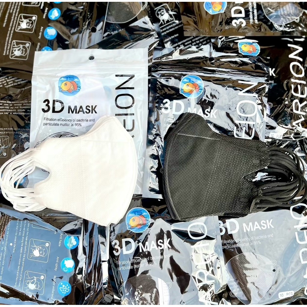 [เซ็ต 20 แพ็ค]แมสหน้าเรีย 3D ขาวดำสำหรับผู้ใหญ่ 1 แพ็ค 10 ชิ้น//หนา2ชั้น