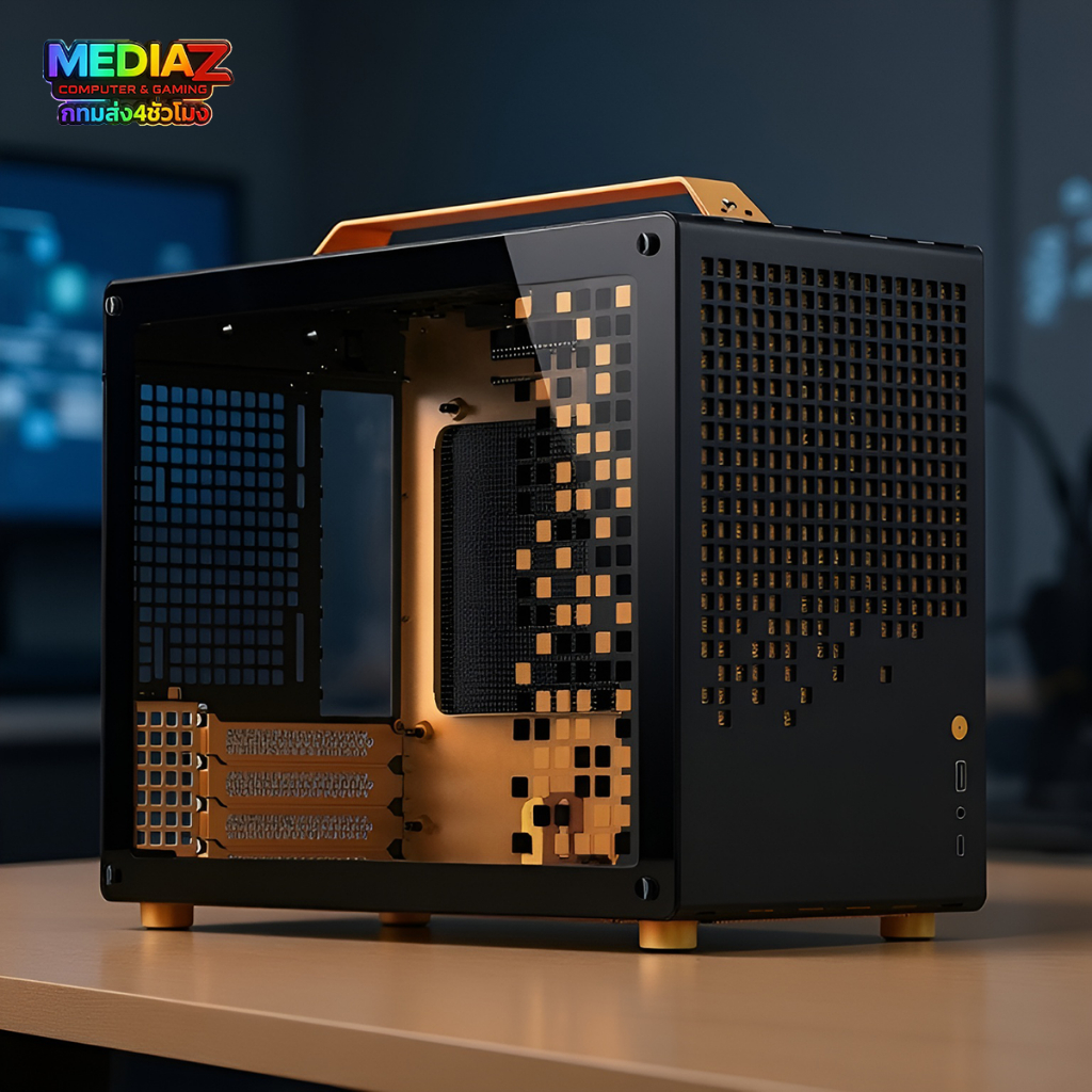 ส่งทันที เคส mATX อลูมิเนียมอัลลอยด์ หิ้วได้ รับการ์ดยาว สีดำส้ม Media Z Case Orange Z20 jonsbo