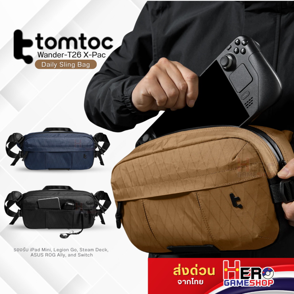 Tomtoc Wander-T26 X-Pac Daily Sling Bag กระเป๋า Switch2,ROG Xbox ally/X , ipad mini ,SD,LegionGo 🎒พร้อมส่งจากไทย