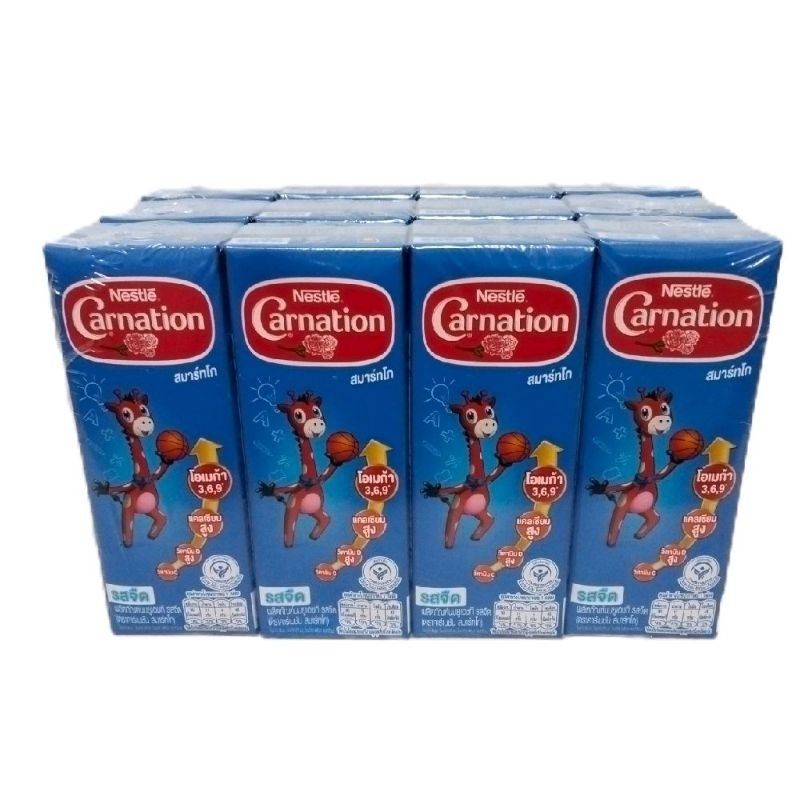 Carnation คาร์เนชัน สมาร์ทโก นมUHT รสจืด ปริมาณ170มล.×12กล่อง มีโอเมก้า3,6,9