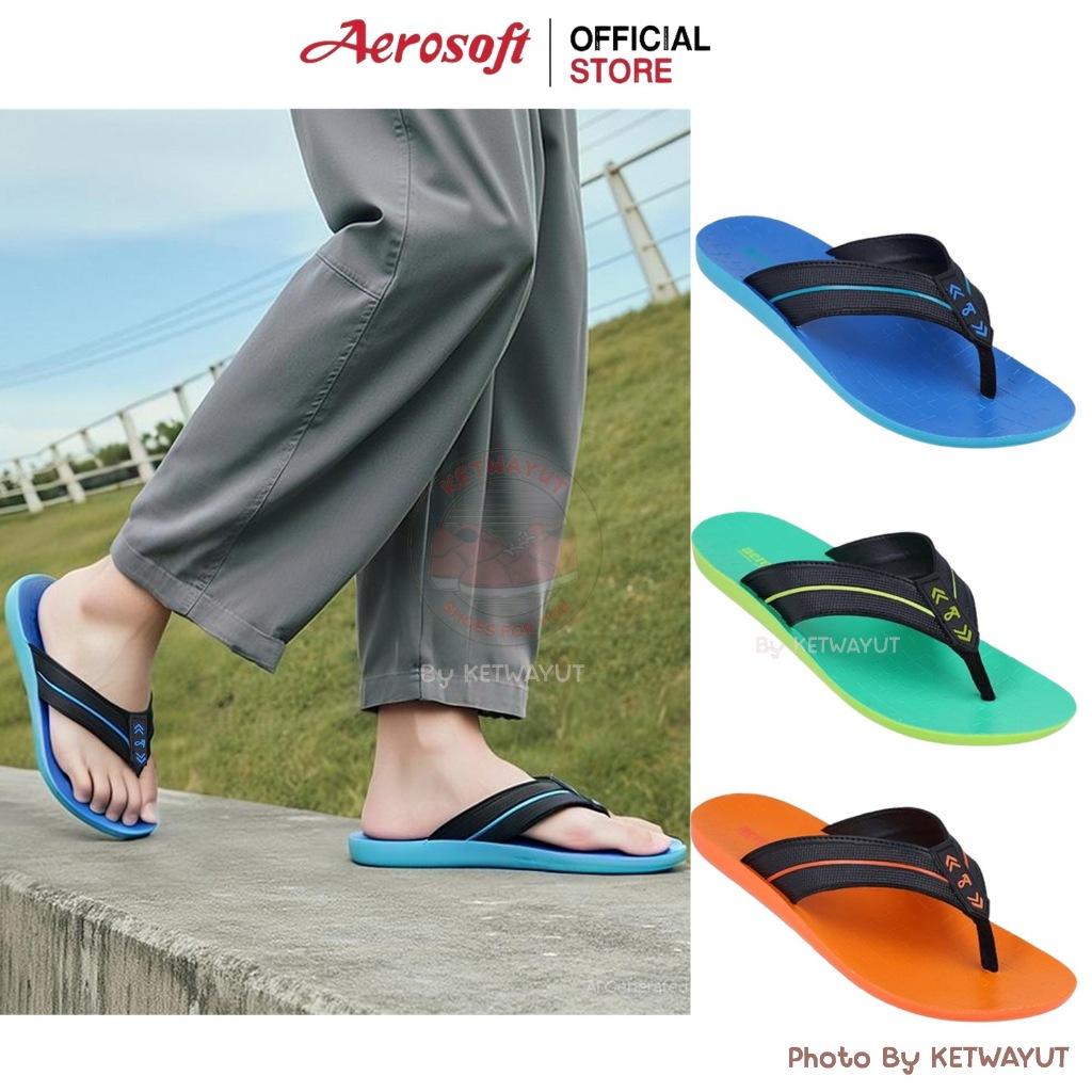 Aerosoft รองเท้าแตะผู้ชายแบบสวม รองเท้าแตะหูหนีบ Aerosoft EASY91