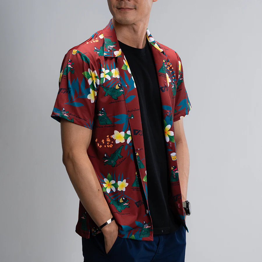 หรวจลาว - Hawaii Original Shirt เสื้อฮาวาย เสื้อเชิ้ต ลายดอกไม้ กราฟิก ผ้าโพลีเอสเตอร์ ระบายอากาศ - รูปที่ 5