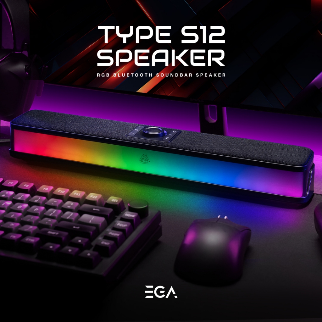 EGA TYPE S12 ลำโพงเกมมิ่ง Bluetooth Soundbar Speaker ไฟ RGB Spectrum ของแท้รับประกันสินค้า 2 ปี