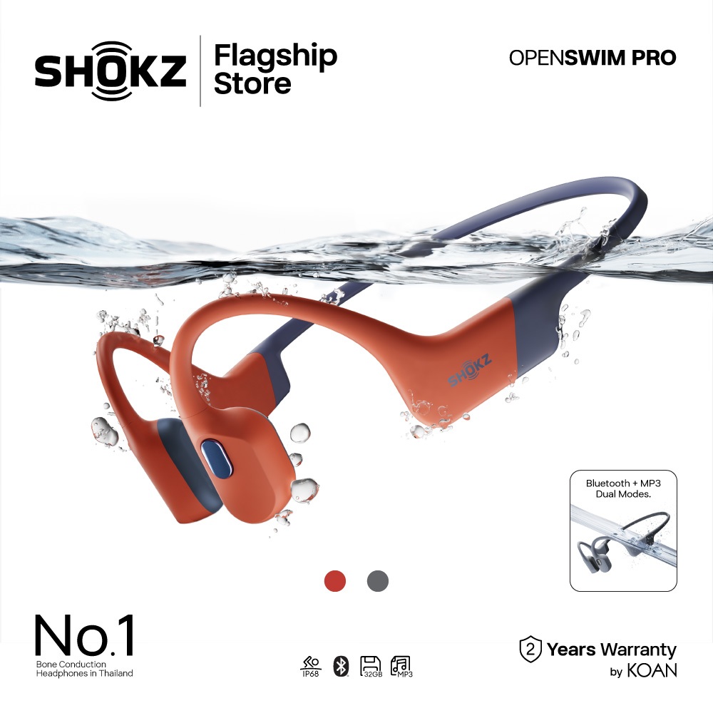 Shokz OPENSWIM PRO หูฟังบูลทูธและ MP3 สามารถใส่ว่ายน้ำได้