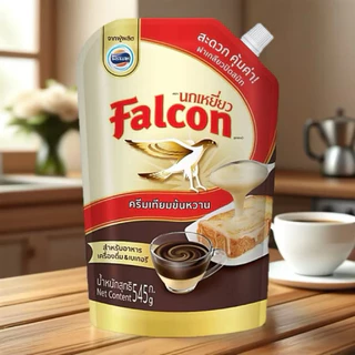 นมข้น Falcon ฟอลคอน ครีมเทียมข้นหวาน นมข้นหวาน สำหรับอาหารและเบเกอรี่ (ตรานกเหยี่ยว) ขนาด 545 กรัม