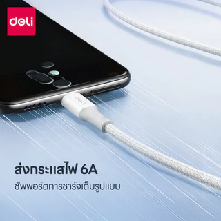 Deli สายชาร์จ สายไนลอนถัก Type-A to Type-C ชาร์จไว 100W สายยาว1/2 เมตร Fast charging PD data cable
