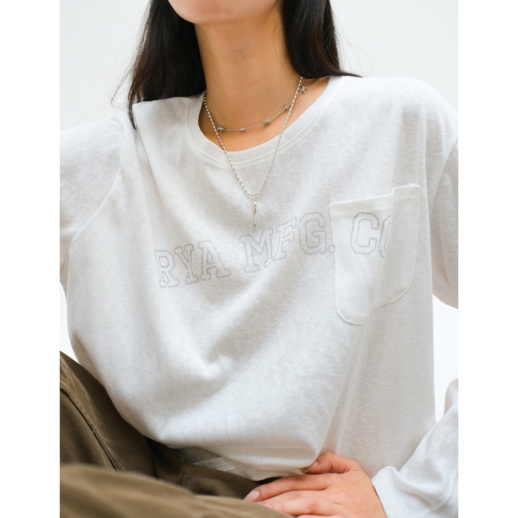 RYA MFG GARMENT T-SHIRT เสื้อแขนยาว คอกว้าง ตัวหลวม oversized พิมพ์ลายโลโก้
