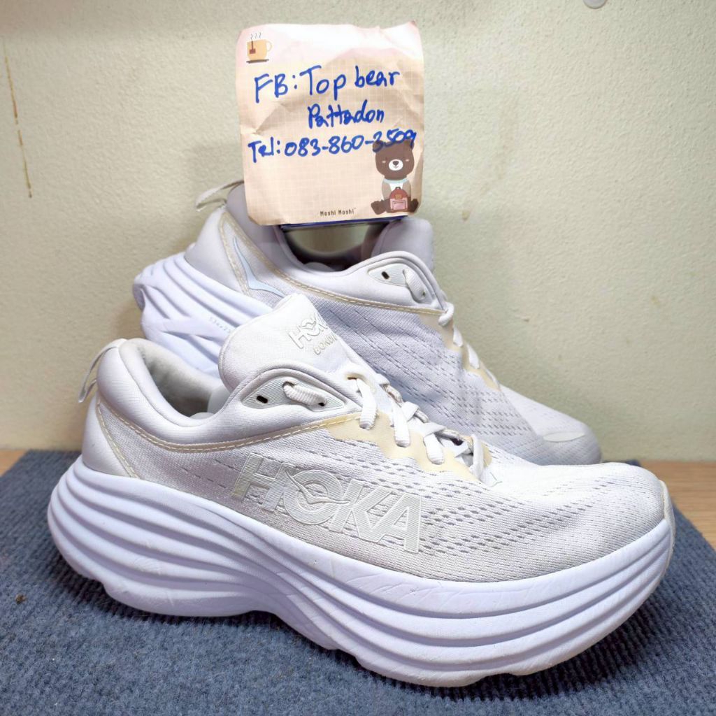Hoka Bondi 8 🤍🤍🤍ของแท้💯 ไซส์ Us8 Eu40 25cm. รองเท้ามือสองของแท้