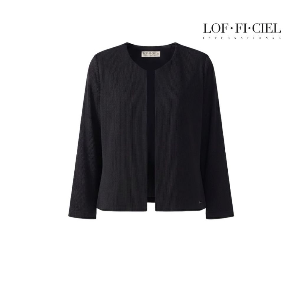 LOF-FI-CIEL Jacket Simple cord black แจ็คเก็ต คอกลม แขนยาว สีดำ F9Y7BL