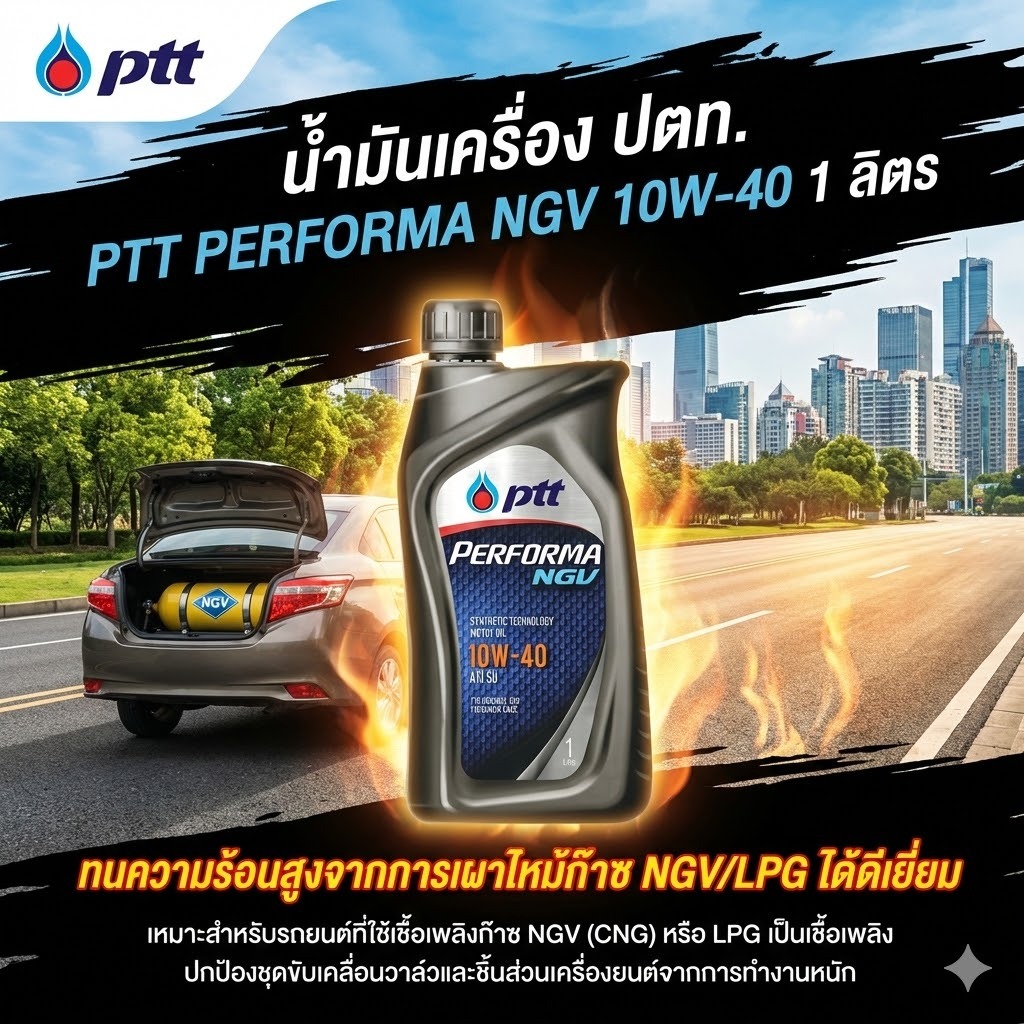 น้ำมันเครื่อง ปตท.เพอร์ฟอร์มา NGV SAE 10W-40 [ 1L]