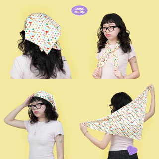 Laongmoon ผ้าพันคอ ซาติน โพกหัว ผูกผม ผูกเอว ขนาด70x70 cm Lucky Girl Collection