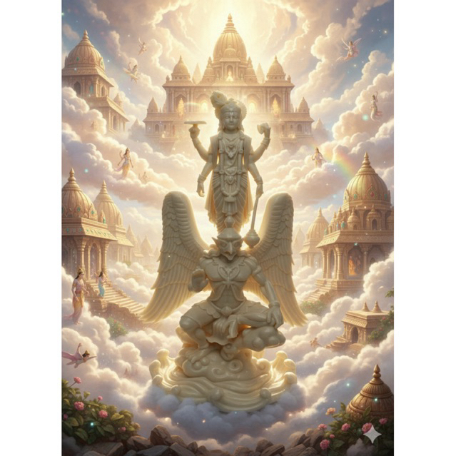 เทวรูปนารายณ์ทรงครุฑ (หรือพระวิษณุประทับบนพญาครุฑ) การคุ้มครองและรักษาโลก