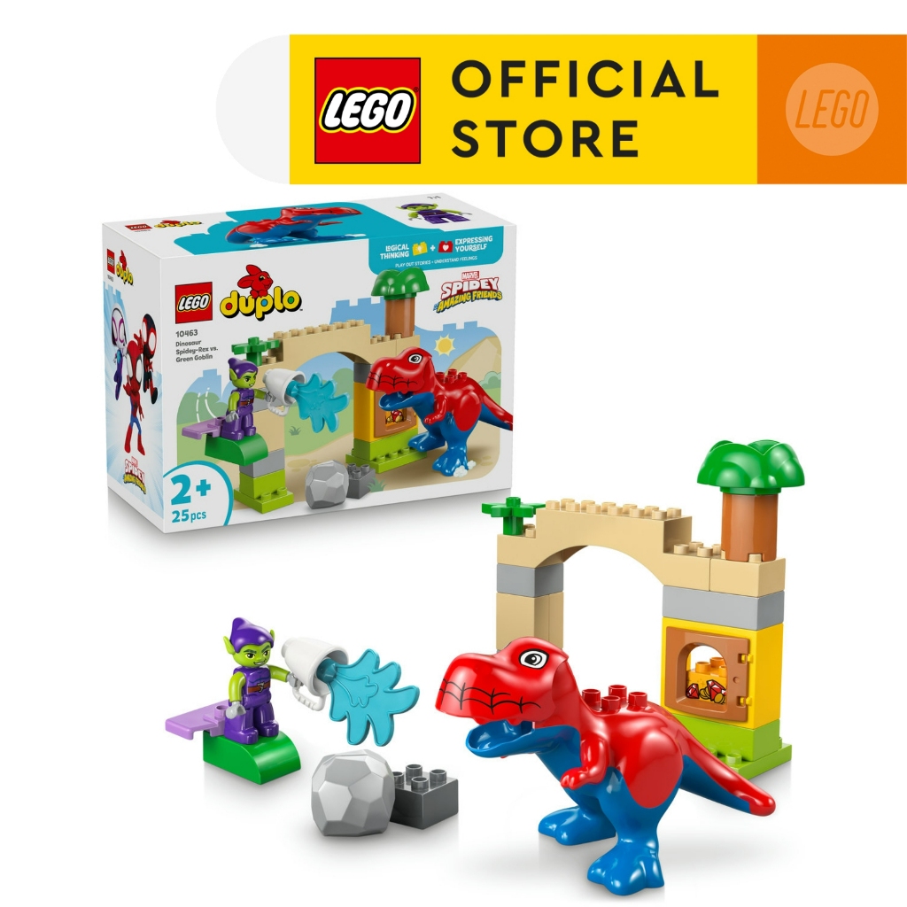 LEGO DUPLO Disney TM 10463 Dinosaur Spidey-Rex vs. Green Goblin (25 Pieces), Building Blocks, Kids Toy
