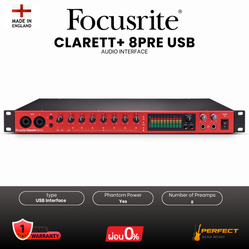 ออดิโออินเตอร์เฟส Focusrite Clarett+ 8Pre USB Audio Interface * กรุณาสอบถามก่อนสั่งซื้อ *