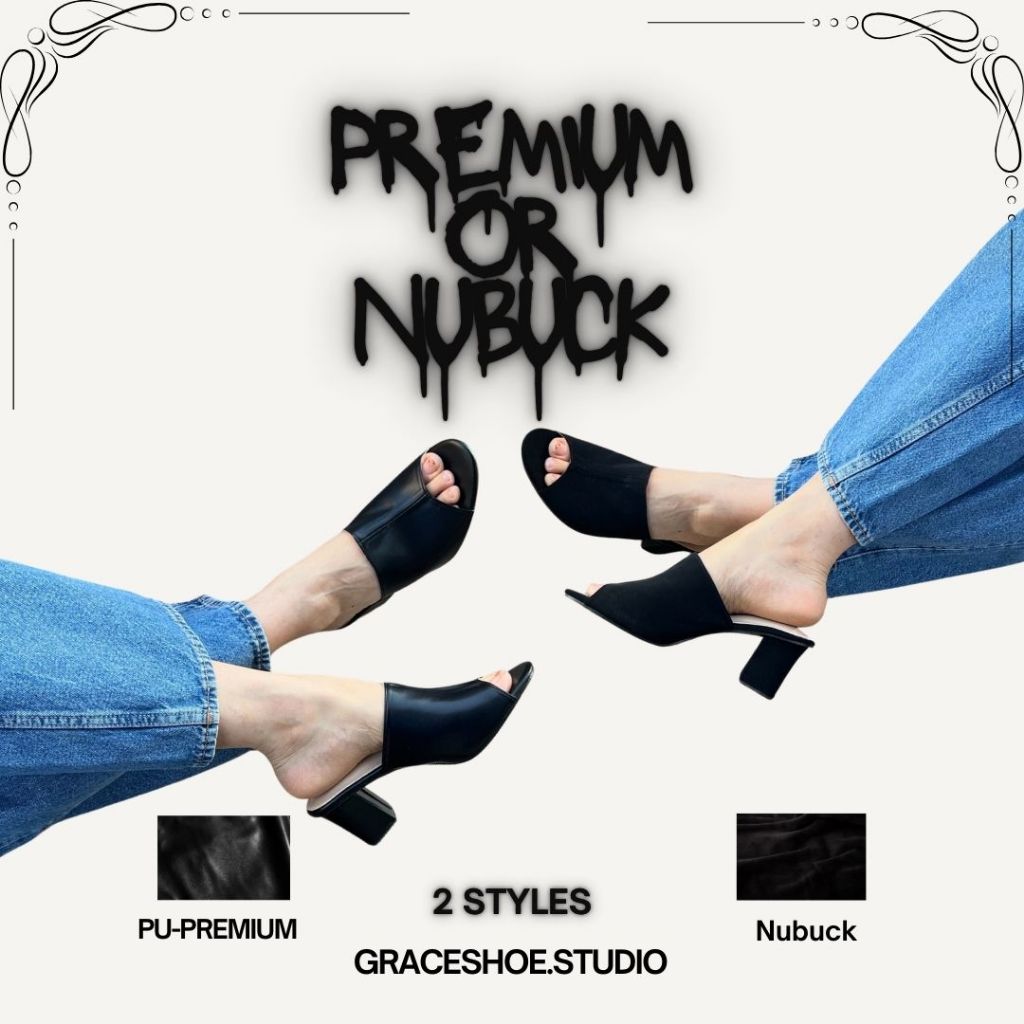 GRACE รุ่นคาดแผ่น(พรี่เมี่ยม) รองเท้าส้นสูง 2.5 นิ้ว ไซส์ 36-43