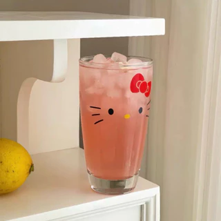 (ส่งด่วน) แก้วน้ำ Hello คิตตี้ 340 ml ดีไซน์น่ารัก ขอบลูกไม้ ของขวัญ สไตล์เกาหลี เหมาะสำหรับใส่น้ำผลไม้ เครื่องดื่ม
