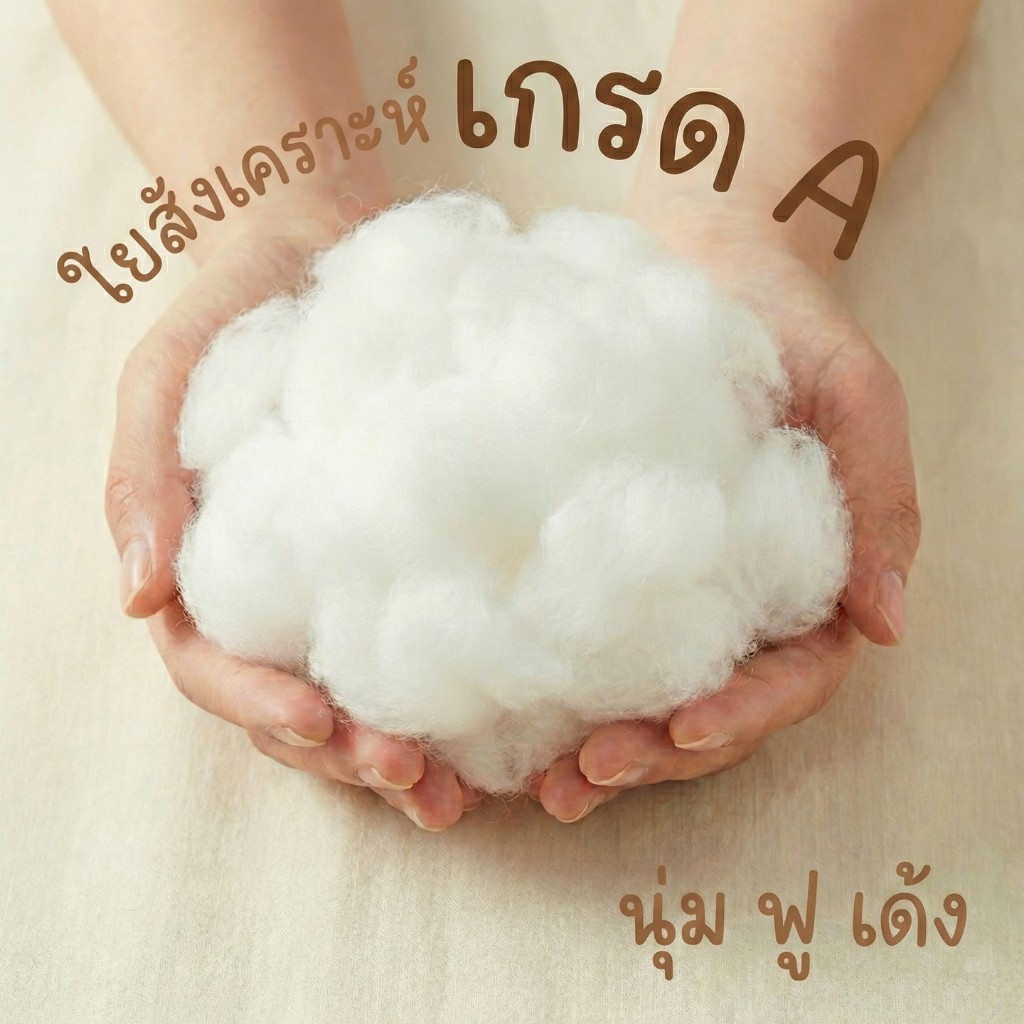 ใยสังเคราะห์ ใยยัดหมอน ใยยัดตุ๊กตา เกรด AAA ขนาด 1 kg ราคาส่ง สะอาด เส้นใยยาว 64 เนื้อลื่น