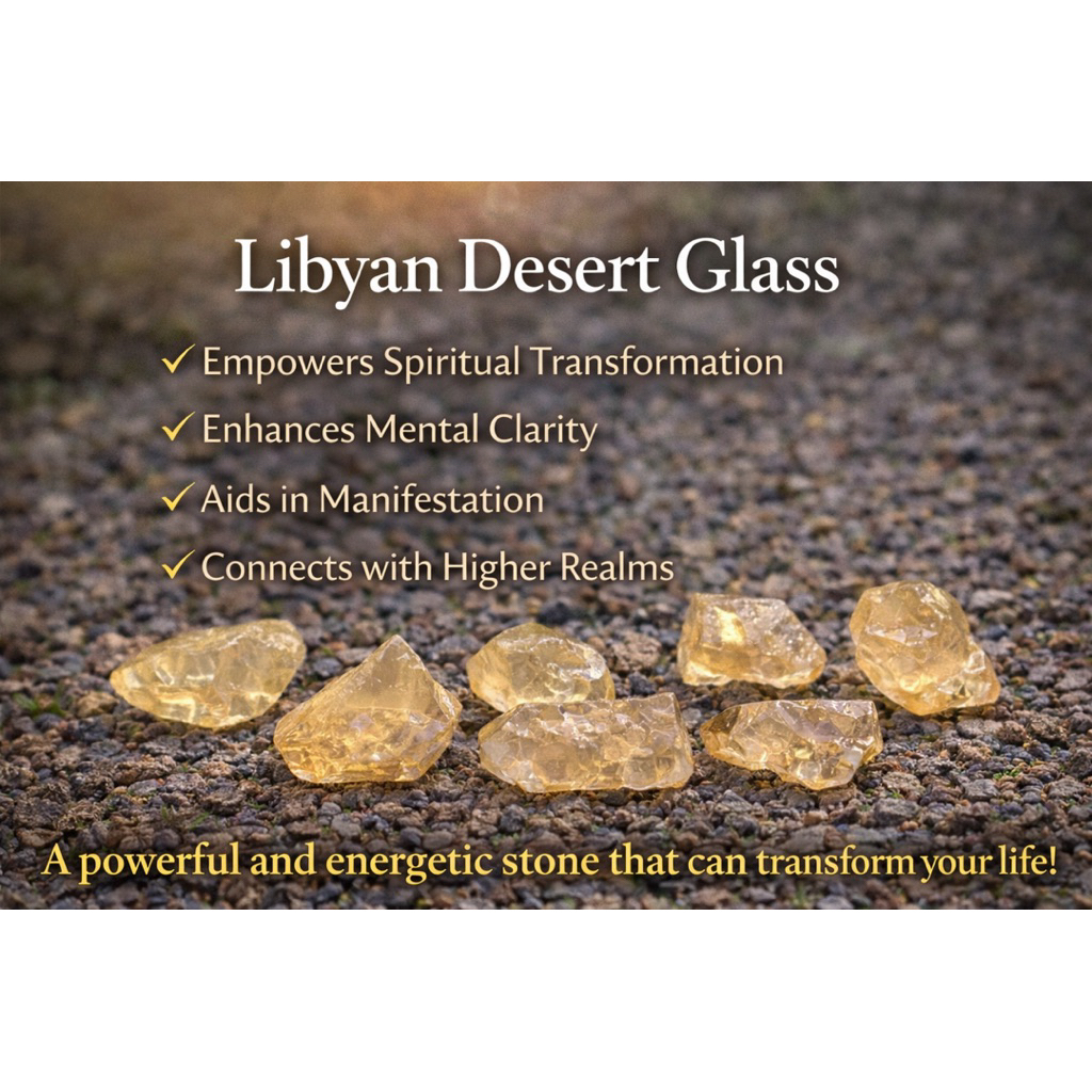 Natural Libyan Desert Glass Raw – Libyan Gold Tektite – Rare Sahara Impact Glass – High Vibration Ma