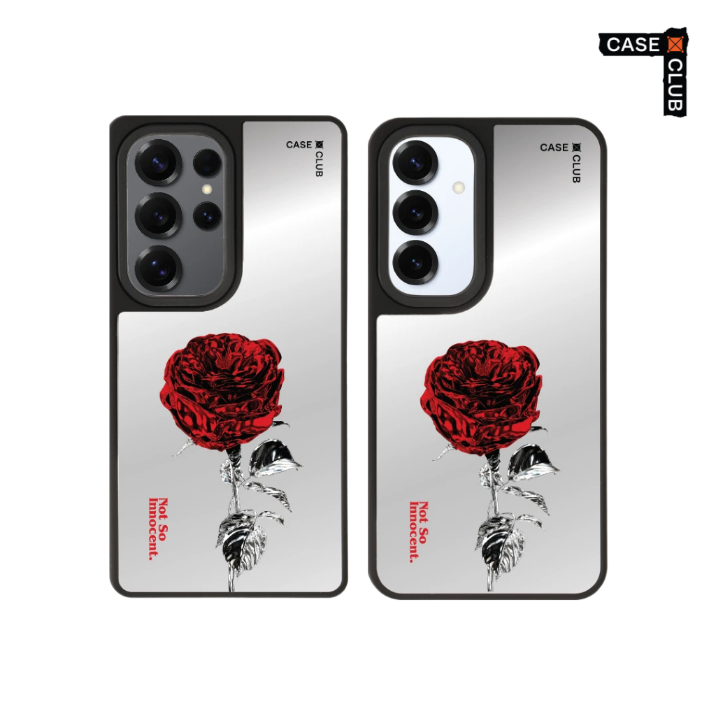 CaseClub เคสโทรศัพท์ เคสกระจก ลาย Metallic Rose สำหรับ Galaxy S25/S24 Ultra/S25/S24