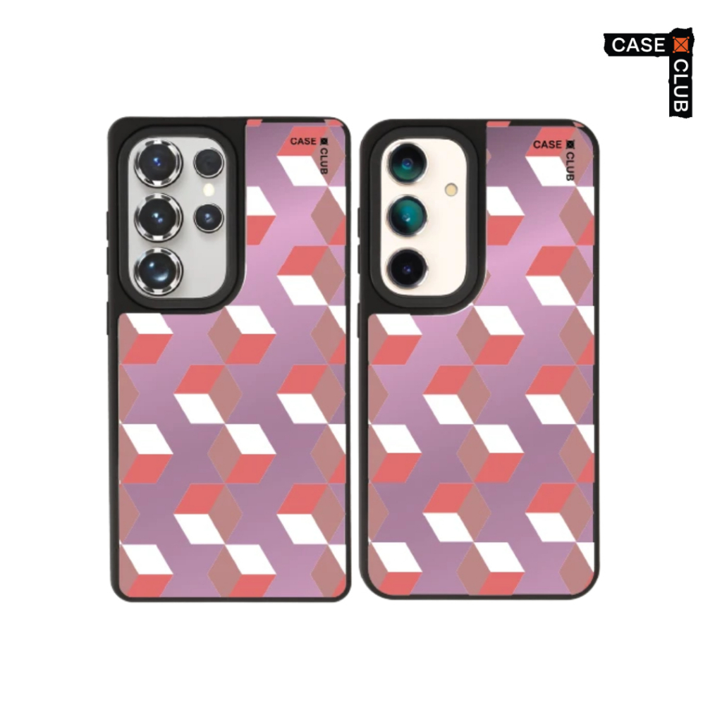 CaseClub เคสโทรศัพท์ เคสกระจก ลาย Black Pink Prism สำหรับ Galaxy S25/S24 Ultra/S25/S24