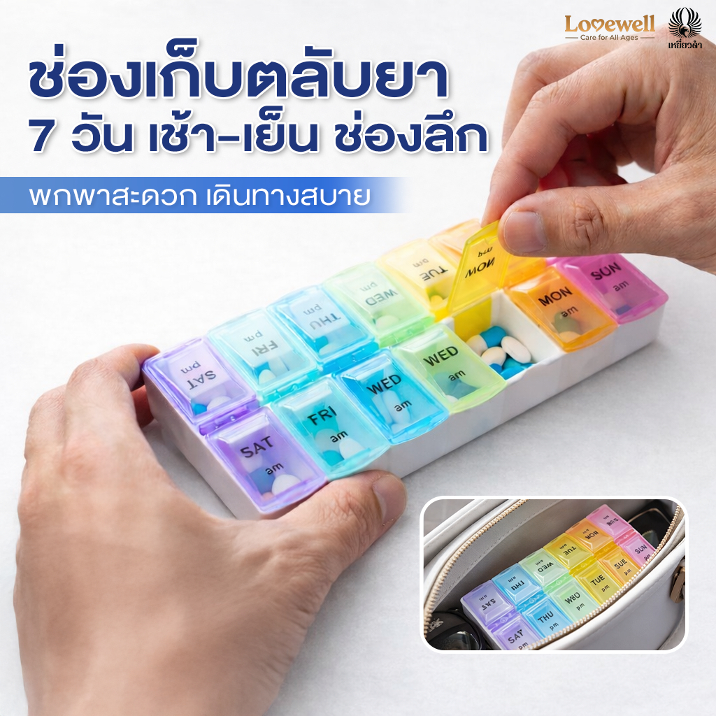 [14ช่อง] กล่องยา ตลับยาพกพา วิตามิน อาหารเสริม สำหรับ7วัน 2 เวลา [FOOD GRADE] พกพาง่าย ไม่ชื้น