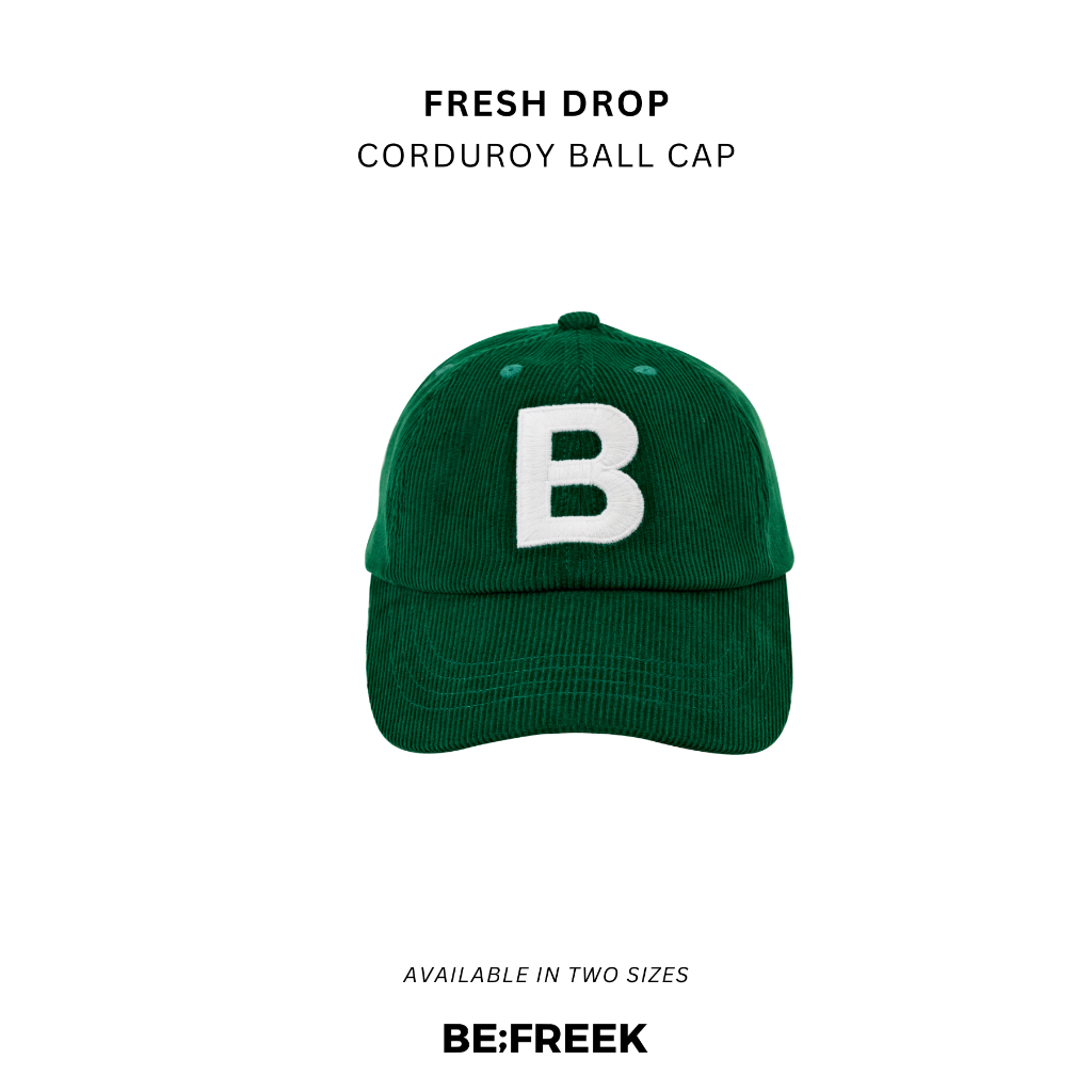 BE;FREEK หมวกแก๊ปลูกฟูกปักโลโก้ สีเขียว CORDUROY EMBROIDERY GREEN LOGO BALL CAP