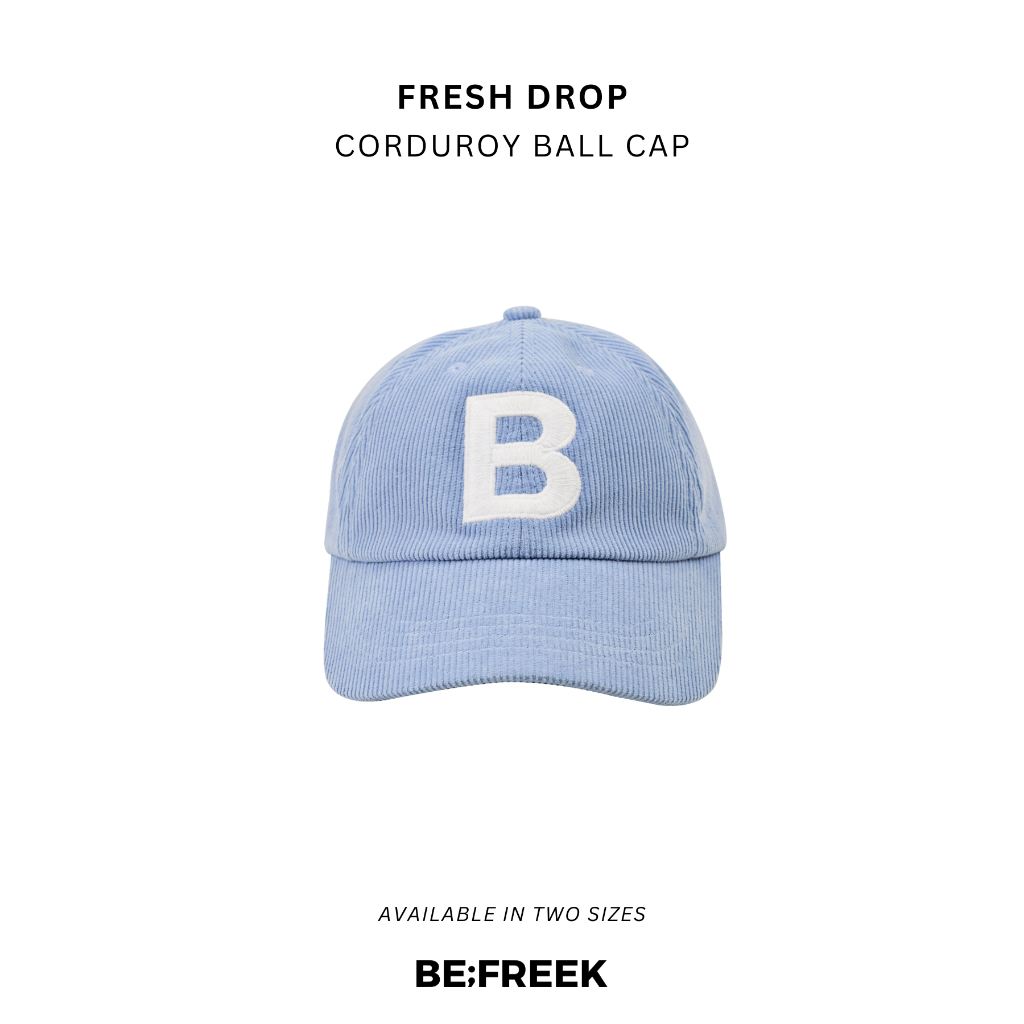 BE;FREEK หมวกแก๊ปลูกฟูกปักโลโก้ สีฟ้า CORDUROY EMBROIDERY BLUE LOGO BALL CAP