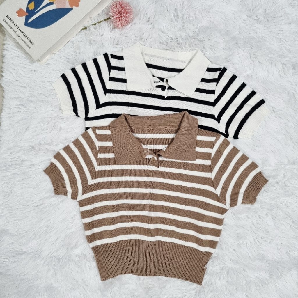 🍒One friday shop🍒ส่งต่อ เสื้อครอปมือสอง ไหมพรม (ใหม่เอี่ยม) จากร้าน vogue ฟรีไซส์