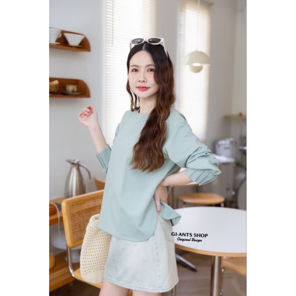 เสื้อแขนยาวจีบปลายแขน💖ทรงสวย ผ้านุ่ม ใส่สบายๆ