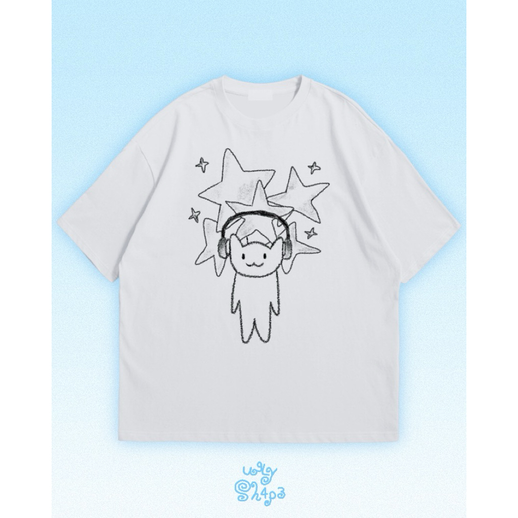 u9ly_sh4p3 : เสื้อยืดคอกลม เสื้อยืดทรงมาตรฐาน สีชมพู สีขาว ผ้า cotton 100% | t-shirt standrad "cat w